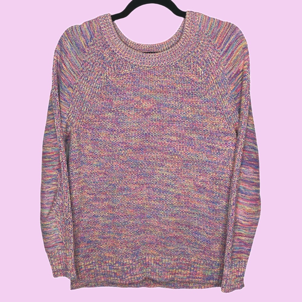 Vintage GAP Multicolor Knit Women's crew neck side slits Sweater size small